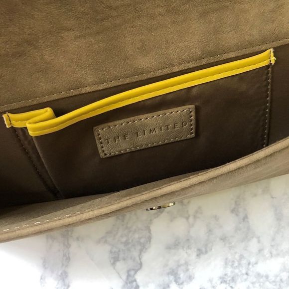 NWOT The Limited Taupe/Yellow Clutch Handbag - Picture 4 of 6